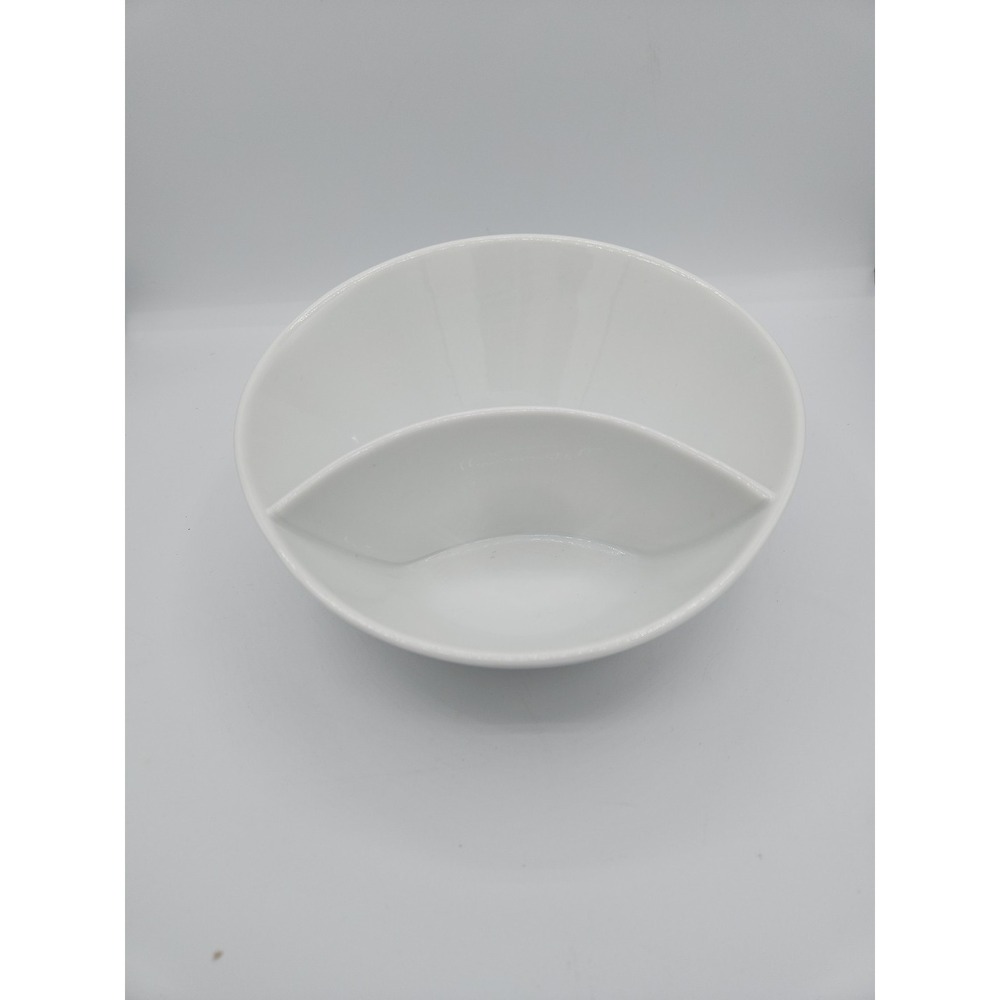 Pier 1 Imports Divided Angle Bowl ‎ 8" Vegetable Chip & Dip Porcelain